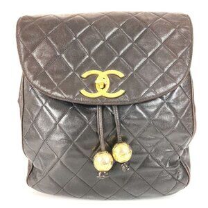 Chanel Backpack CC Coco Logo Lambskin Black